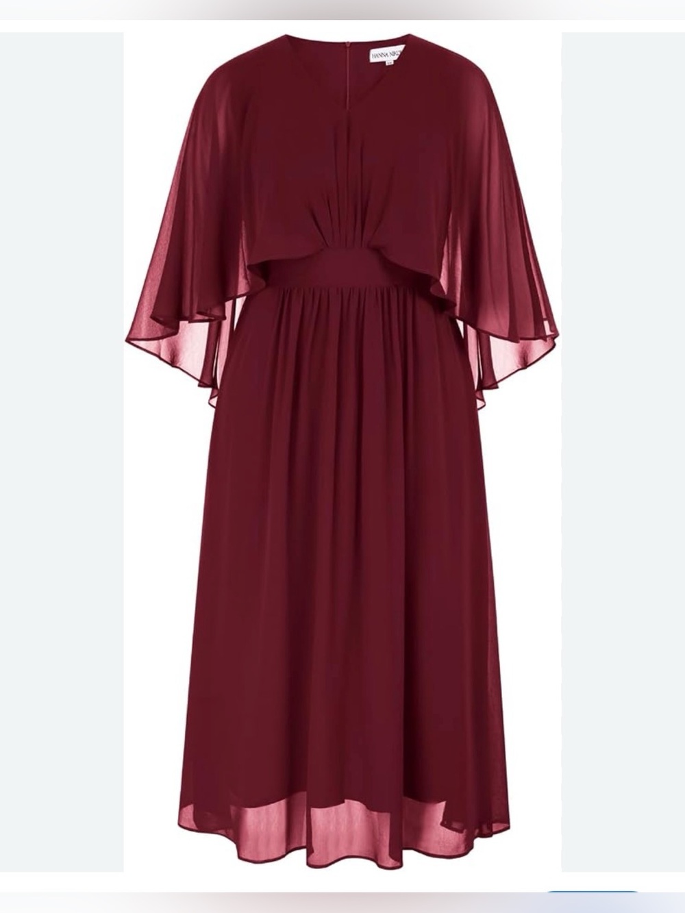 Hanna Nikole Women's Plus Size Cape Cocktail Dress V-Neck A-Line Chiffon Elegant